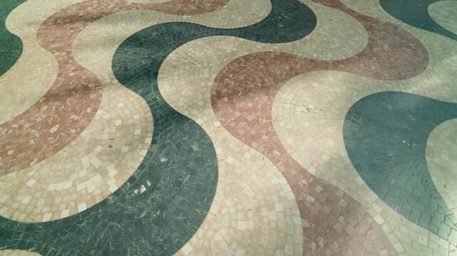 Close-Up of Wavy Mosaic Pavement on Alicante Promenade