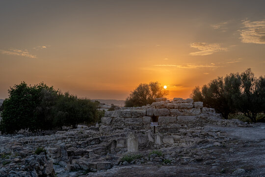 Sunset over the Talayotic Settlement of Son Forn&eacute;s, Mallorca, Spain