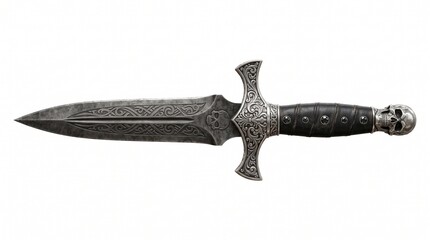 Ornate medieval fantasy dagger with skull handle © Waqas