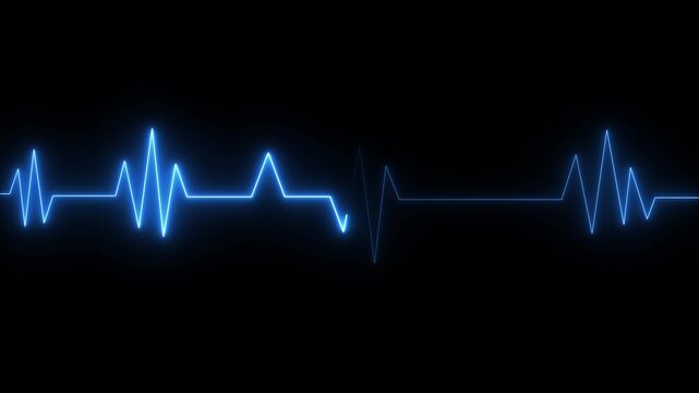 Neon line Human heart with digital heart pulse line. Illustration of the heartbeat and pulse rate signal of an abstract neon energy digital heartbeat signal icon. 4k motion video