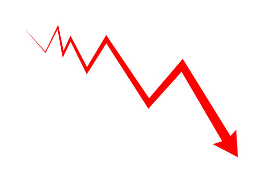 Red Downward Stock Trend Arrow Crash Chart transparent background