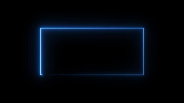 Square rectangle picture frame with two tone neon color motion graphic on isolated black background Futuristic light effect for overlay element.