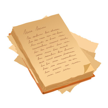 Vintage Ancient Manuscript Paper Hand Drawn Flat Illustration