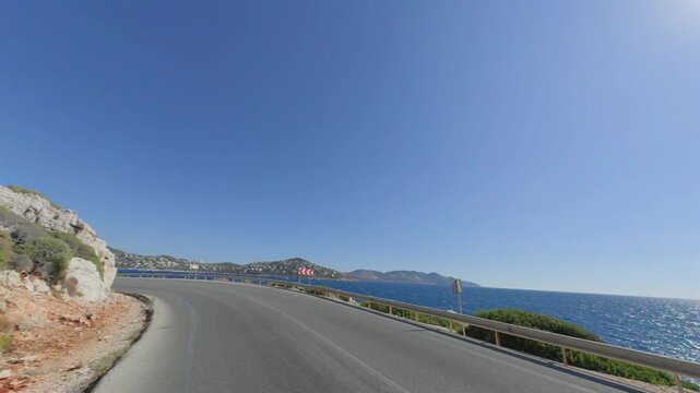 Scenic Coastal Road from Kas to Kaputas Beach Along Mediterranean Sea in Turkey