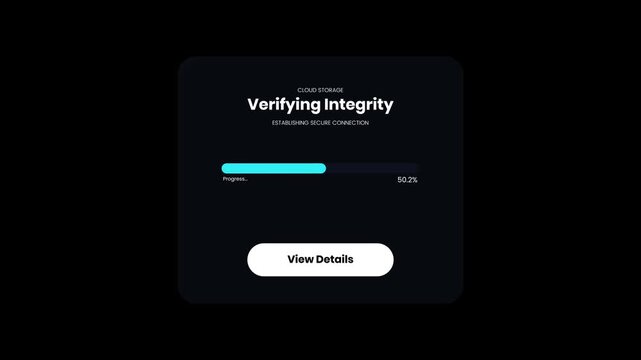 Verifying integrity progress bar animation with secure data check interface