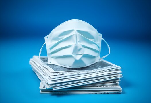 Face Mask on Stack of Newspapers