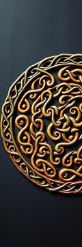 Circular Celtic knot pattern featuring spiraling vines and interconnected circles, mystical, interconnected circles
