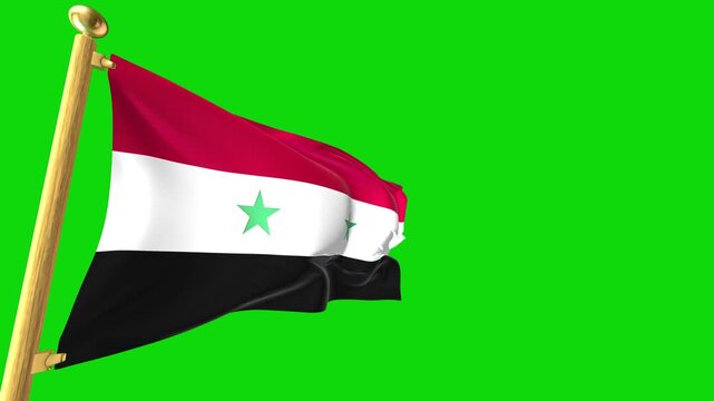 Realistic 3D United Arab Republic National Flag wave animation on green screen background.