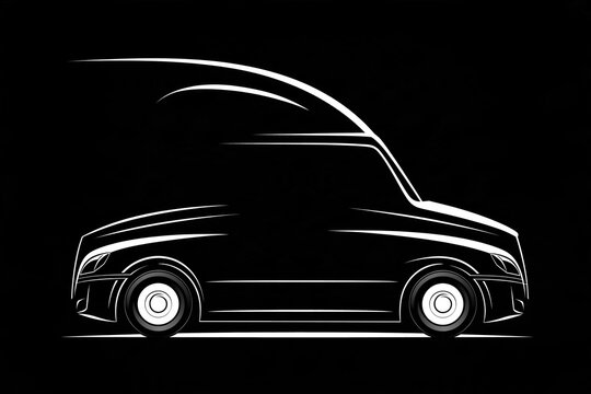 White line drawing of a compact SUV side profile on black