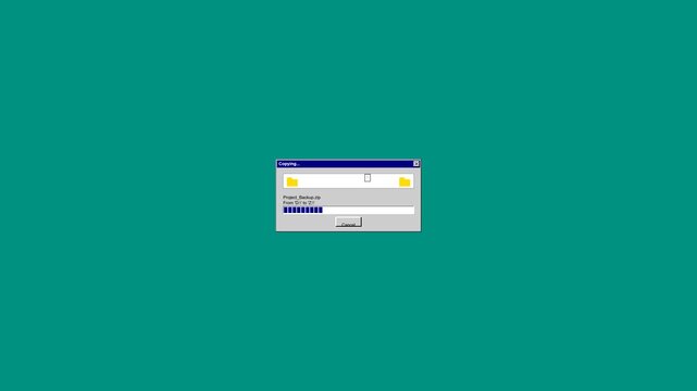 Retro computer file copy progress bar animation stock footage