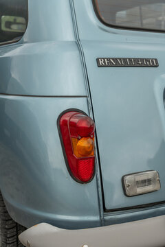 26 July 2026, Toblach, Italy. Close-up of a vintage Renault 4 GTL rear with distinctive tail light design