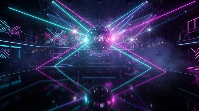 Floating disco ball reflecting lights