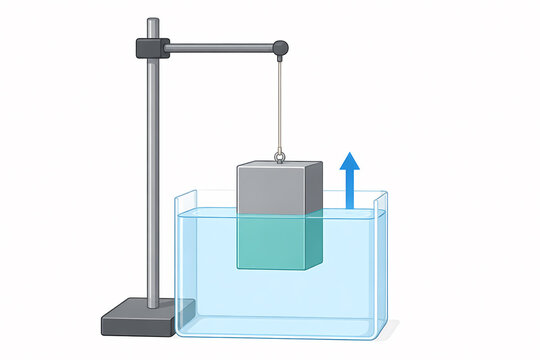 Archimedes buoyancy water displacement illustration