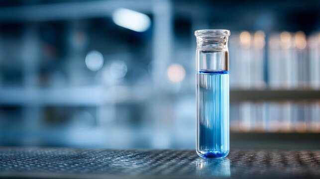 Test tube containing chemical liquid in modern laboratory for chemistry experiments, scientific research and development, chemical analysis, pharmaceutical testing, healthcare innovation, and life sci