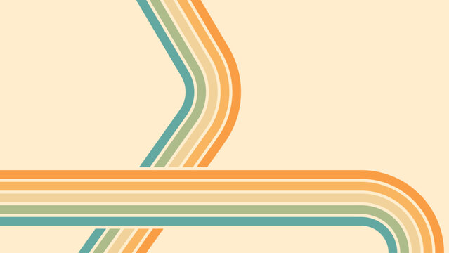 Abstract background of rainbow groovy Wavy Line design in 1970s Hippie Retro style. Vector pattern ready to use for cloth, textile, wrap and other.