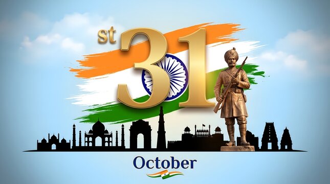 Sardar Vallabhbhai Patel statue in Gujarat. 31st October national unity day of India, remembering iron man, Sardar Vallabhbhai Patel, monument, tricolor flag, Jayanti