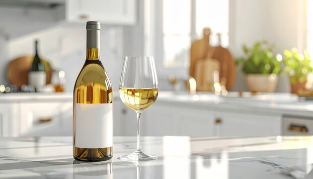 wine bottle and glasses
