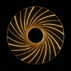 Golden spiral pattern with radiating lines and geometric center design illustration