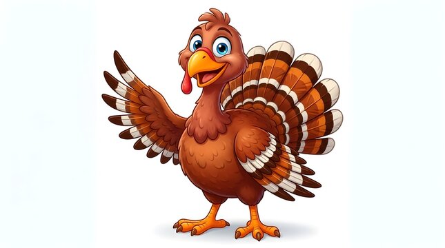 This charming cartoon turkey illustration embodies the spirit of thanksgiving and autumn showcasing a delightful character with vibrant colors and a playful expression perfect for