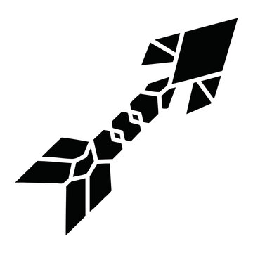 Stylized decorative arrow with geometric segmented shaft pointing upwards decorative geometric