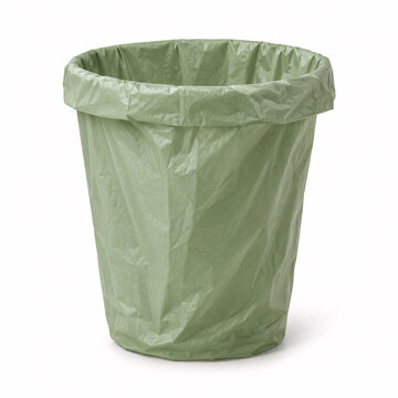 green plastic trash can liner