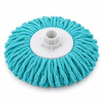 blue string mop head with white central ring