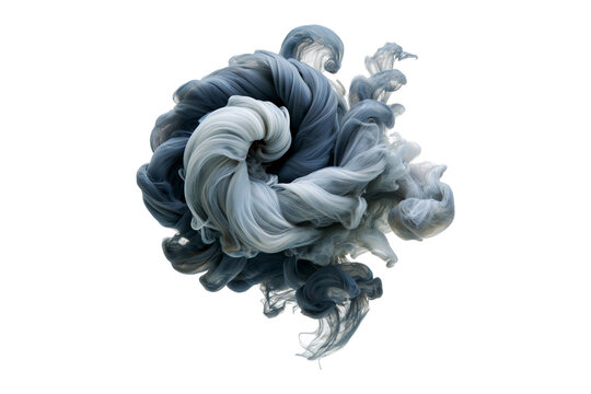Blue ink splash cloud swirling underwater isolated on white background, abstract fluid art concept