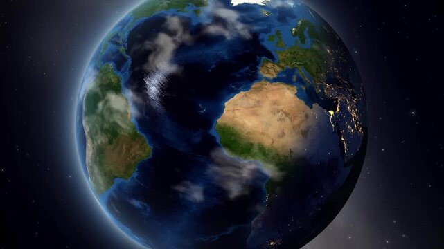 Satellite Zoom from Space to Siracusa Italy on Globe