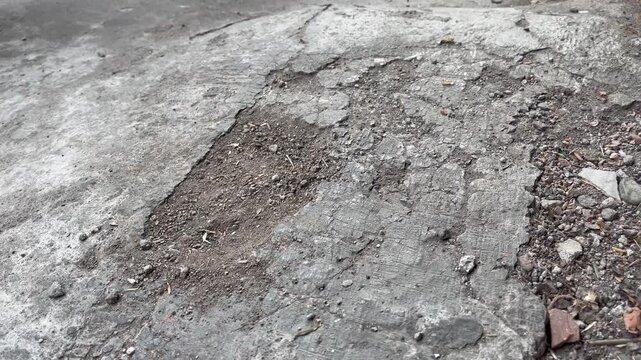 Damaged Concrete Floor Texture with Cracked and Peeling Cement Surface