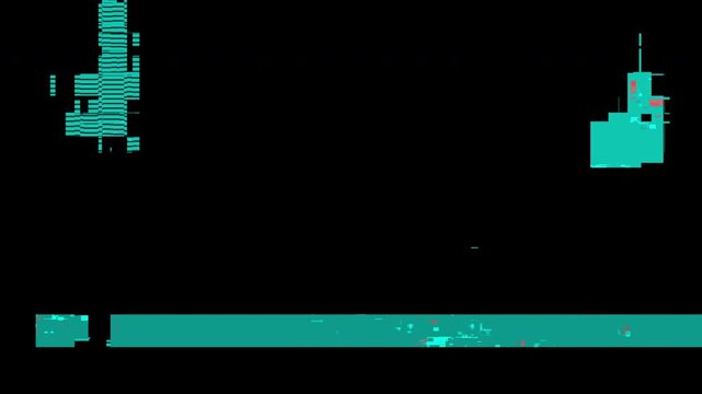 Damaged glitch transition with digital error blocks and a stop motion feel