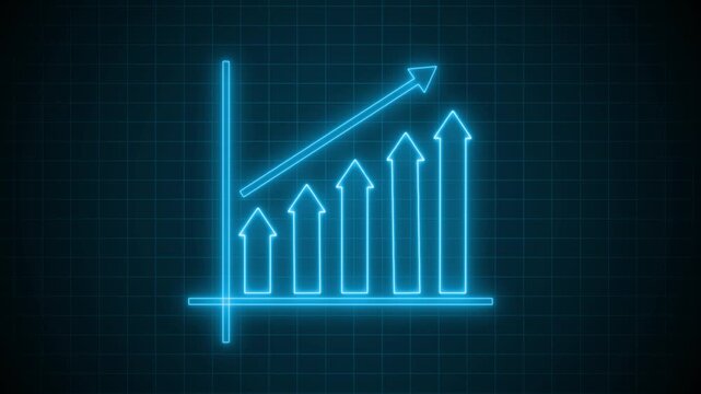 Neon Business Dashboard Animation with Rising Revenue and Growth Metrics
