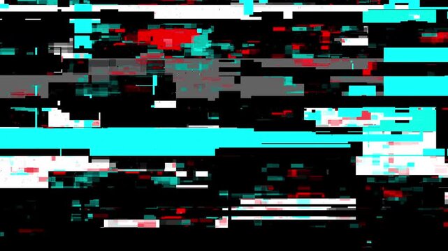 Distorted glitch transition showing damaged pixel blocks and choppy stop motion cuts