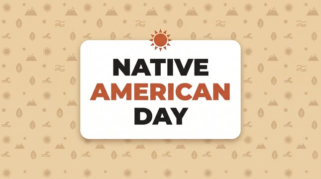 Native American Day celebration banner with sun and cultural patterns