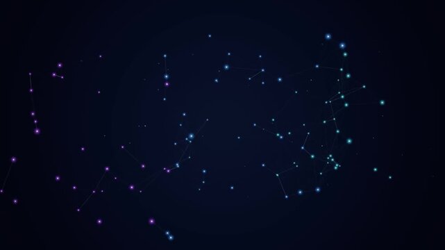 Digital constellation background with glowing purple and blue nodes
