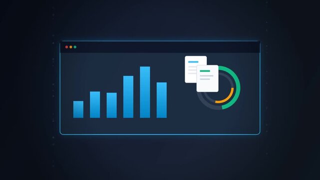 Digital dashboard with charts documents and analytics