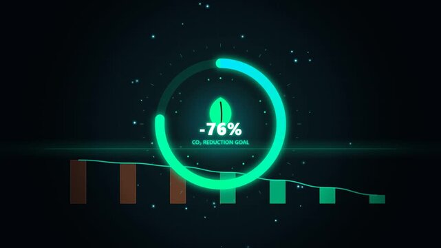 Futuristic CO2 Reduction Goal Tracker with Leaf Icon