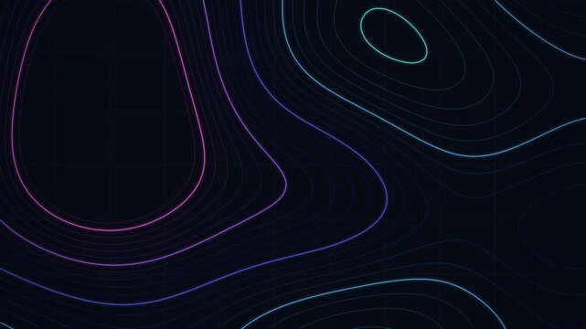 Gradient contour lines on dark background abstract technology pattern