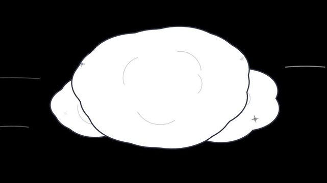 Minimalist white cloud with sparkles on black background