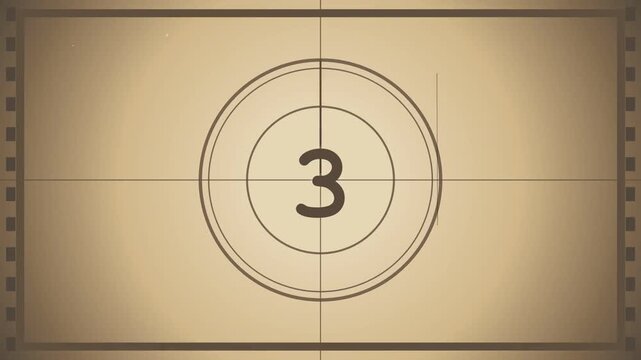 Vintage film countdown timer showing the number 5