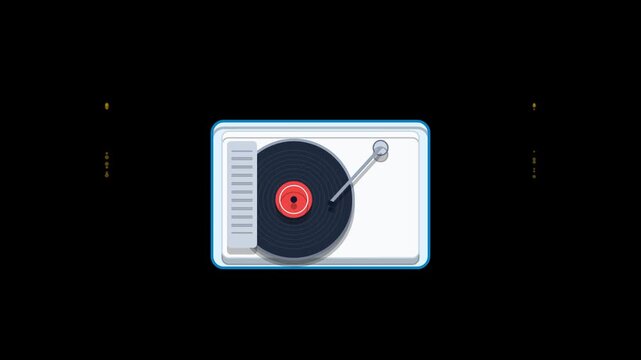 Vintage turntable with vinyl record playing music