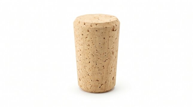 Natural cork bottle stopper isolated on white background
