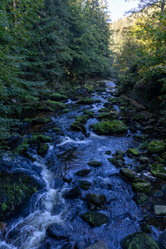 The Kamienna mountain river in the Karkonosze Mountains, Giant Mountains,, a mountain range located in Poland and the Czech Republic.