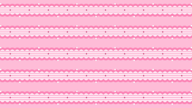Pink seamless pattern with delicate lace and decorative stripes for cute feminine background design