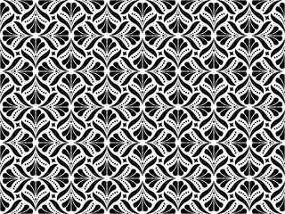 Fototapeta premium Flower geometric pattern. Seamless vector background. White and black ornament.