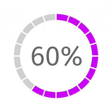 60 Percent Segmented Circular Progress Bar Diagram Vector Graphic