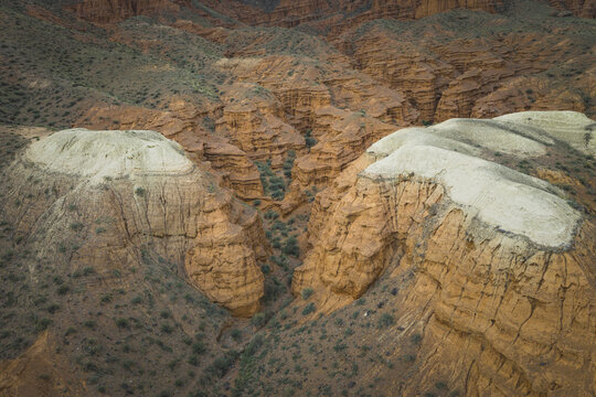 Dramatic view of colorful eroded canyon formations