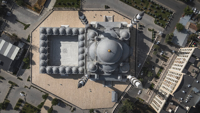Top down aerial view of Kocatepe Mosque in Ankara Turkey
