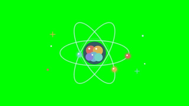 Atom Electrons Orbiting Three Tilted Paths Animation