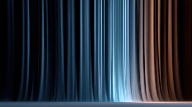 Vertical blue and brown light streaks create luminous, abstract, high fidelity background with soft, dreamy mood