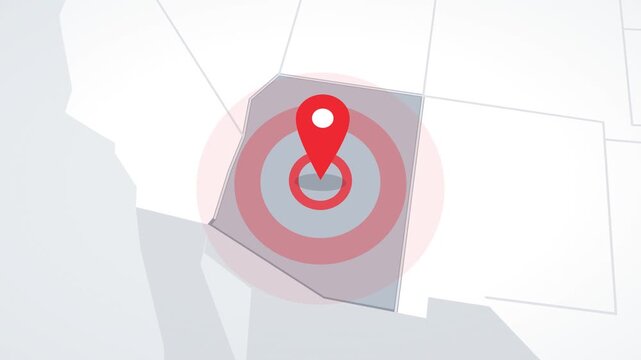 Location pin animation on Arizona state United States map